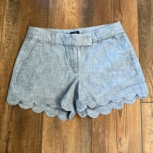 J crew scalloped linen shorts